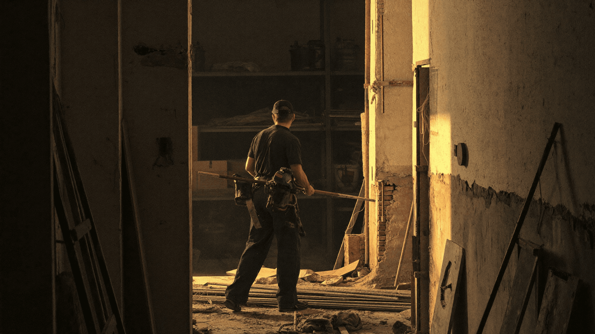 Un artisan au travail sur son chantier
